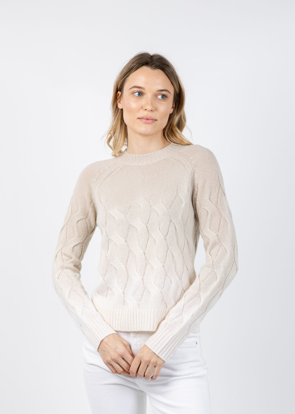 Wandering Cable Ombre Crew Sweater in Dune available at Barbara Katz