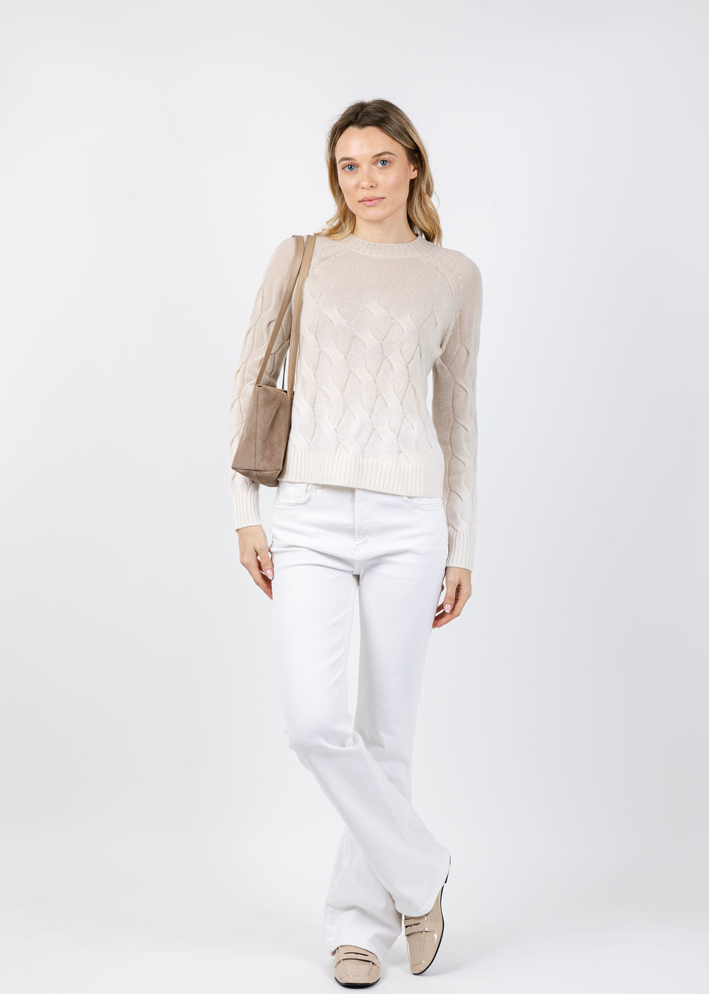 Wandering Cable Ombre Crew Sweater in Dune available at Barbara Katz
