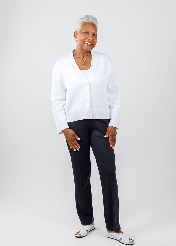Kinross Wide Sleeve Cardigan in White available at Barbara Katz