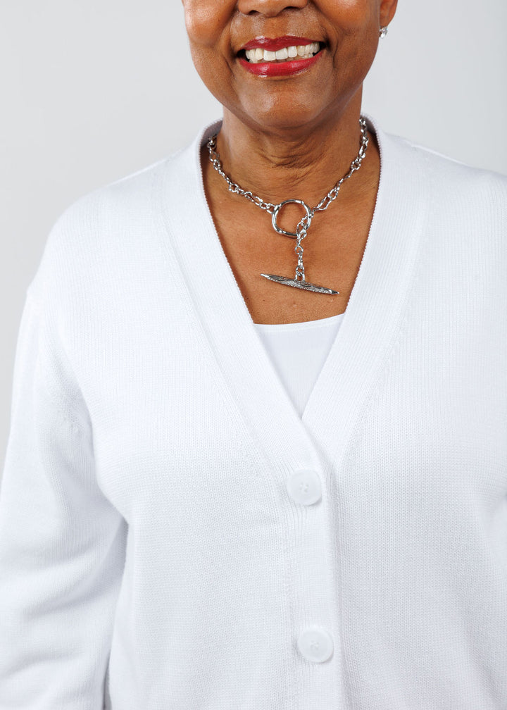 Kinross Wide Sleeve Cardigan in White available at Barbara Katz