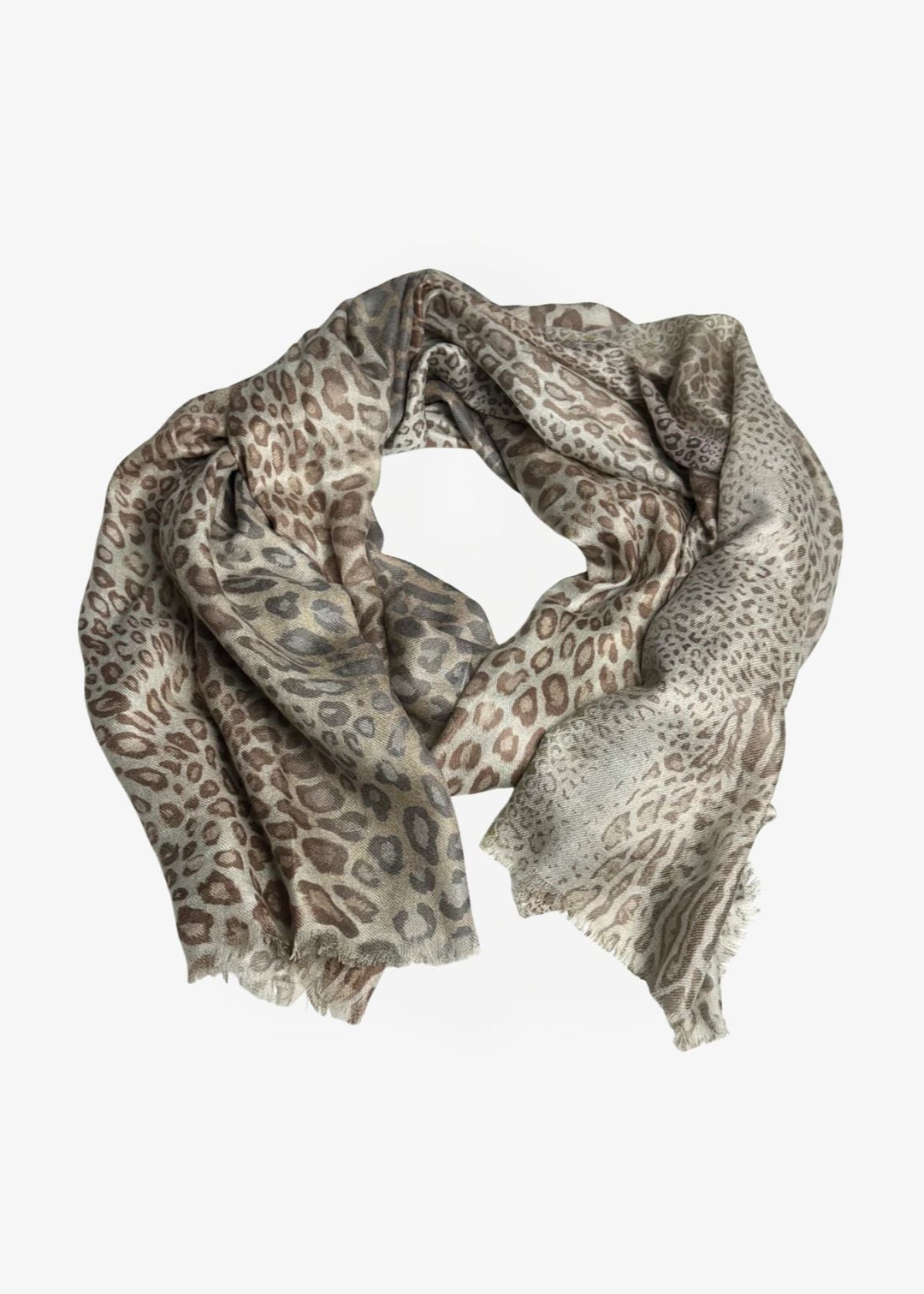 Kinross Cashmere Mixed Animal Print Scarf in Taupe Multi available at Barbara Katz