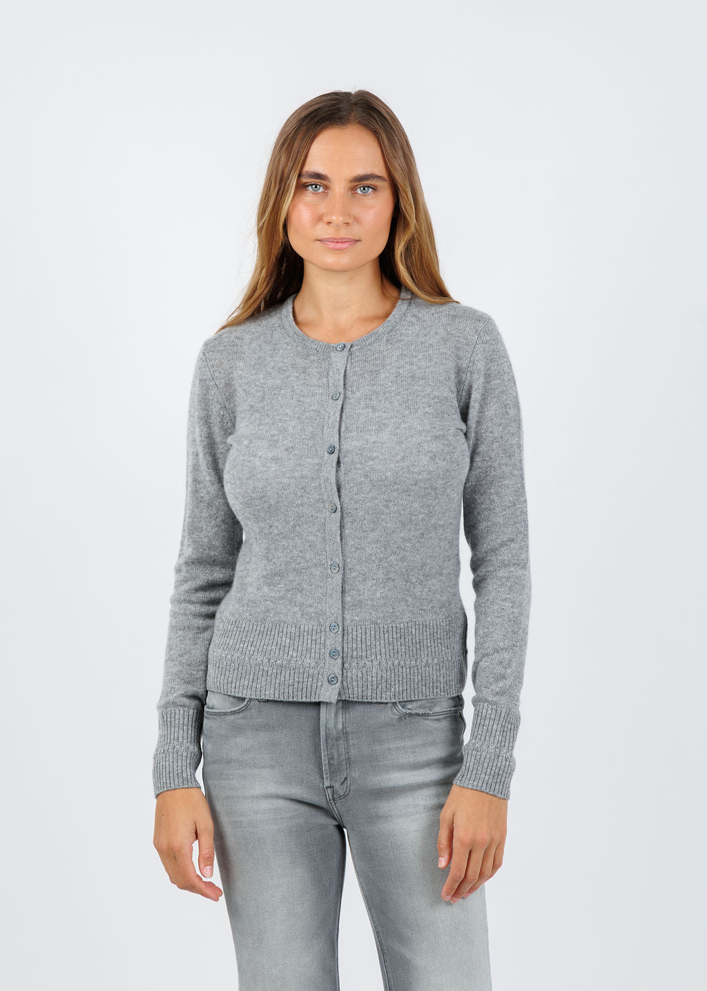 BK Kinsley Cashmere Cardigan in Flagstone available at Barbara Katz