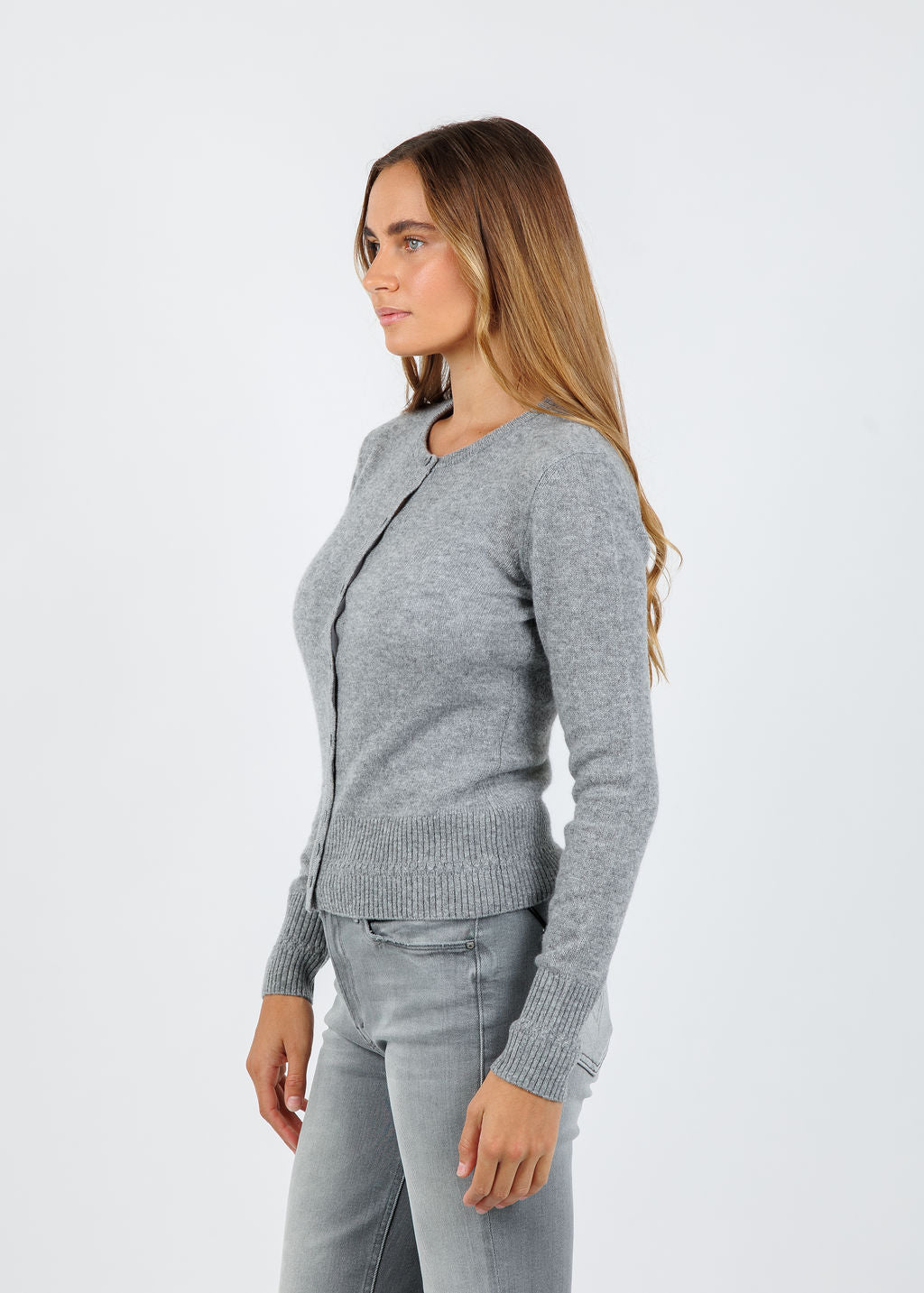 BK Kinsley Cashmere Cardigan in Flagstone available at Barbara Katz