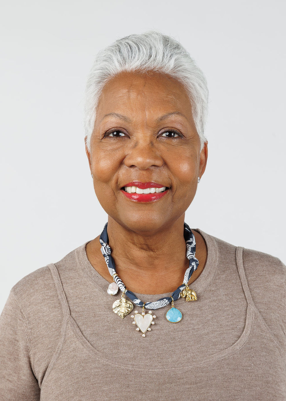 Knotty Bling Multi-Charm Bandana Scarf Necklace in Black available at Barbara Katz