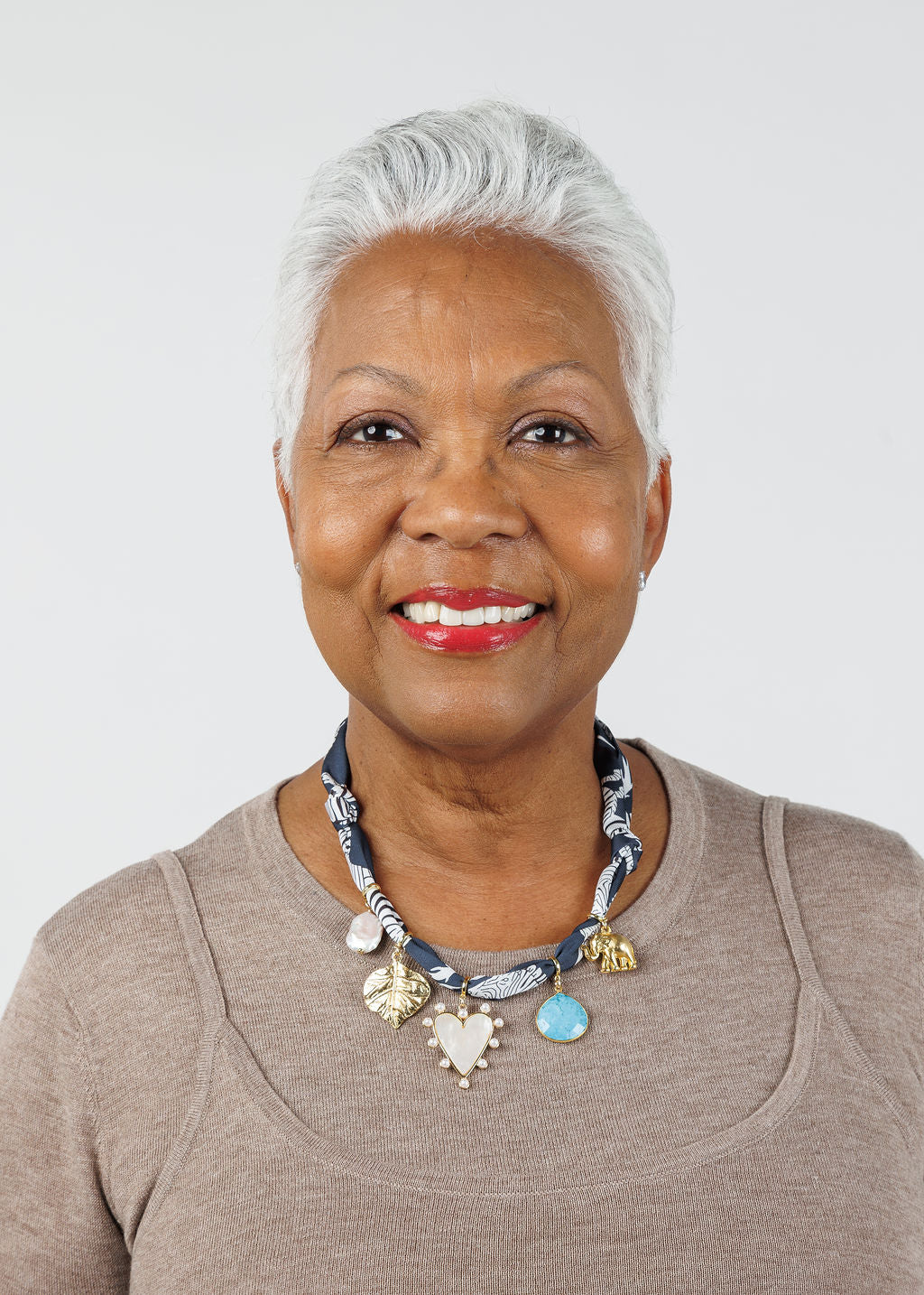 Knotty Bling Multi-Charm Bandana Scarf Necklace in Black available at Barbara Katz