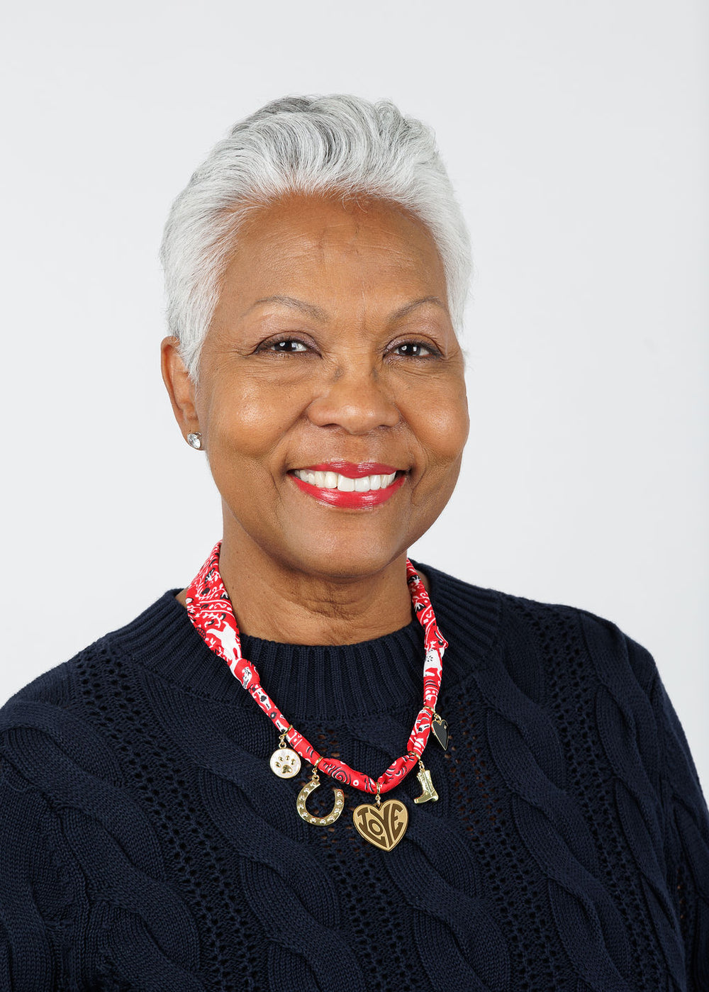 Knotty Bling Multi-Charm Bandana Scarf Necklace in Red available at Barbara Katz