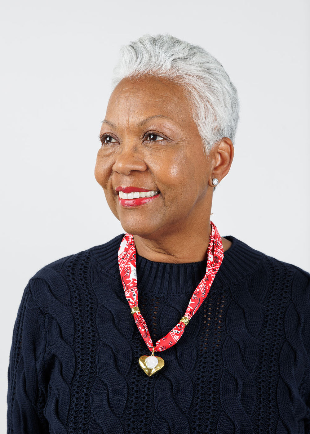 Knotty Bling Single Heart Charm Bandana Scarf Necklace in Red available at Barbara Katz