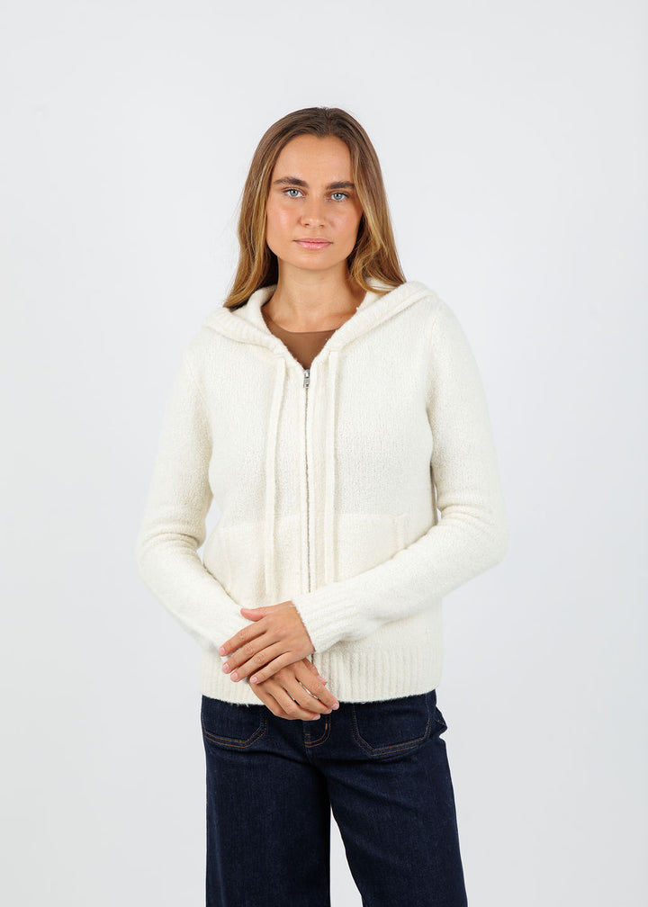 Kokun Destiny Zip Up Hoodie in Snowy available at Barbara Katz