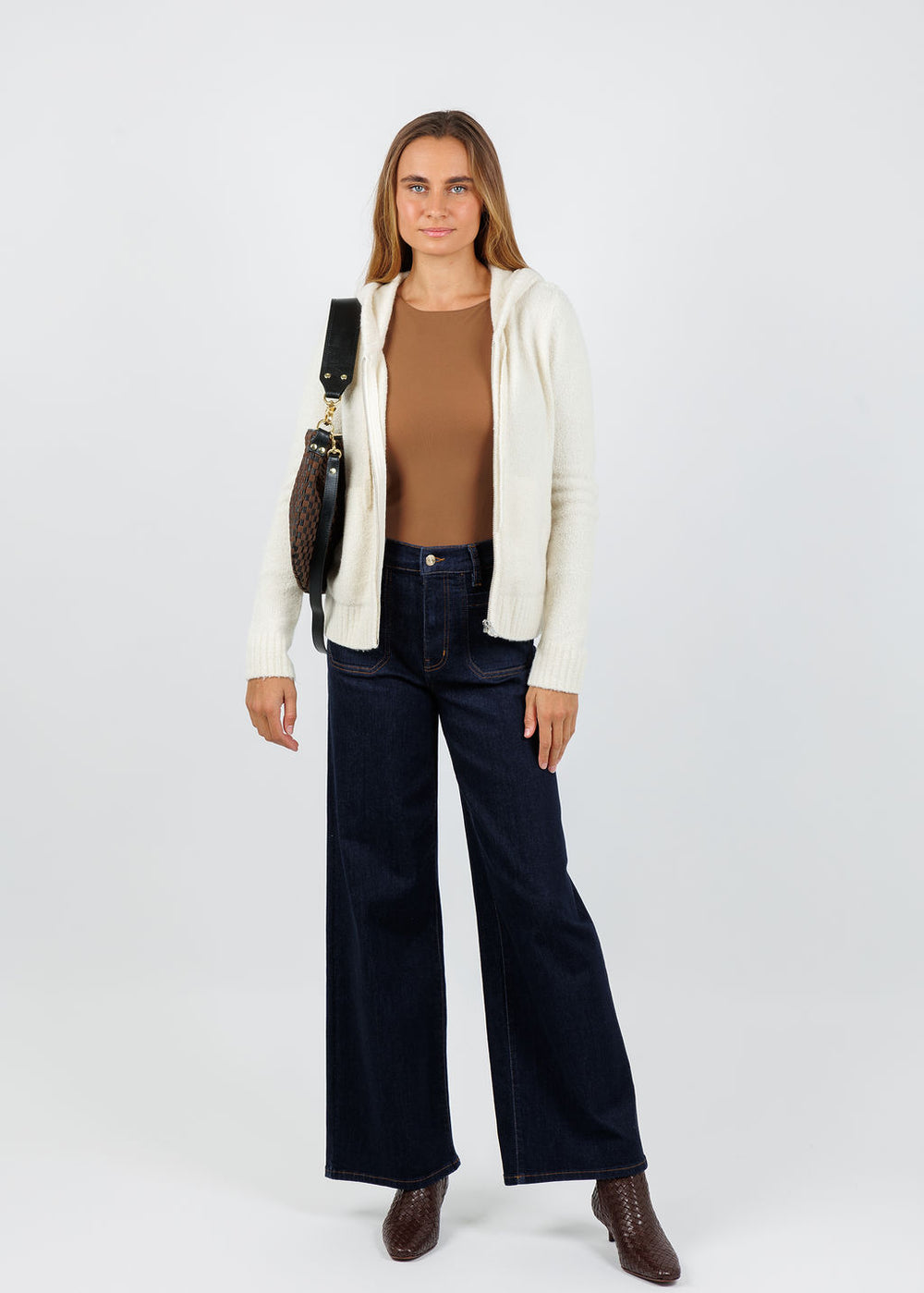Kokun Destiny Zip Up Hoodie in Snowy available at Barbara Katz