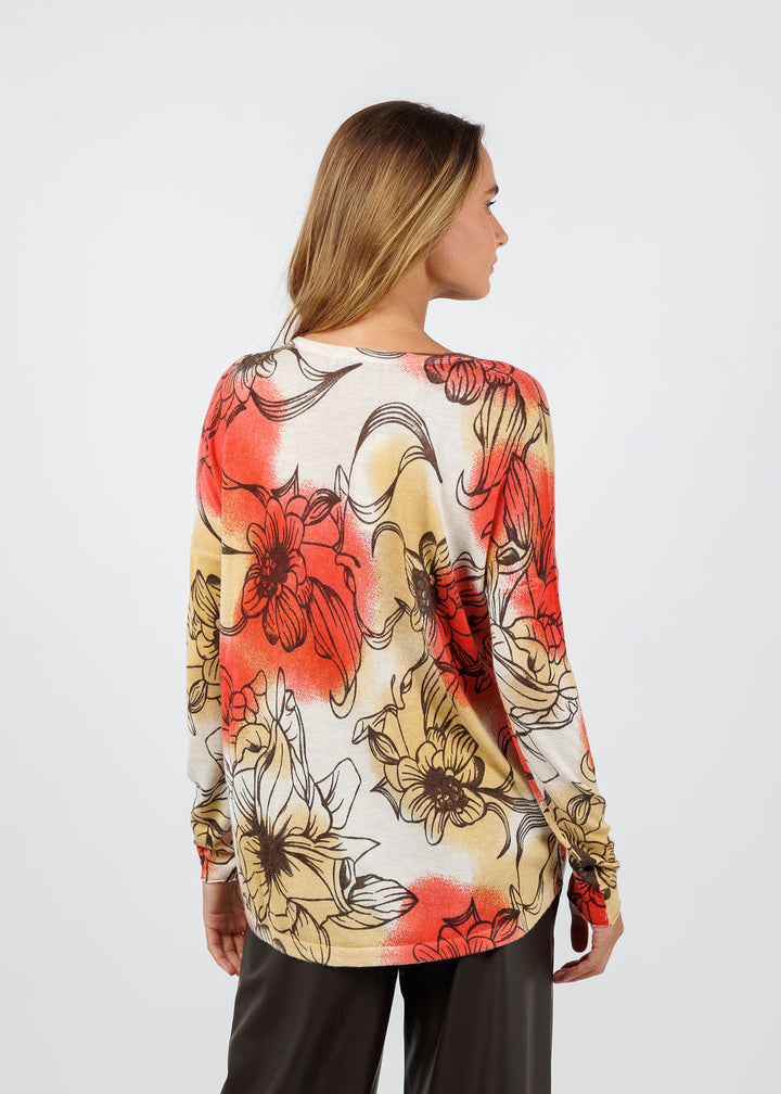 Kokun Dani Flower Printed Crew Sweater available at Barbara Katz