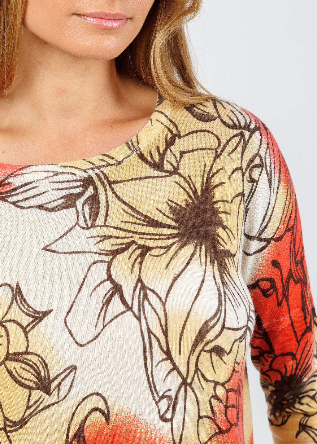 Kokun Dani Flower Printed Crew Sweater available at Barbara Katz