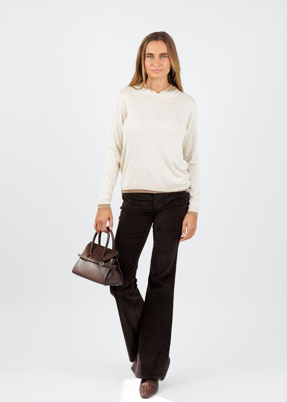 Kokun Darla Double Layer Hoodie in Wheat/Sandy available at Barbara Katz