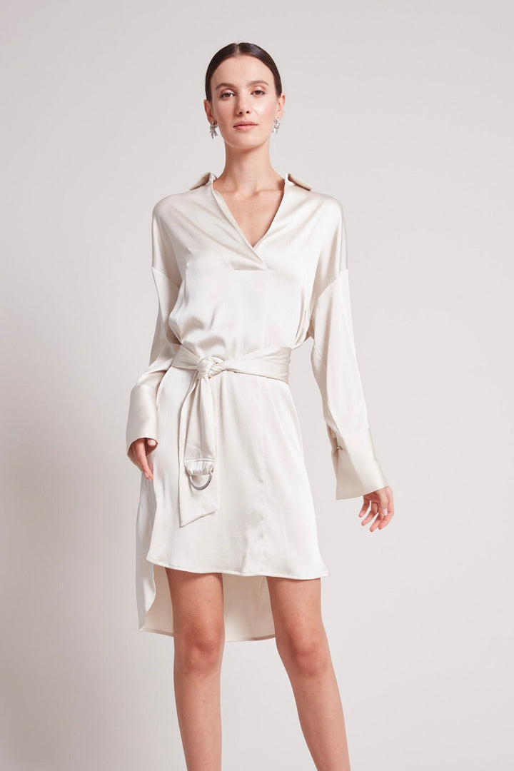 Adroit Atelier Kyoko Pullover Dress in Champagne available at Barbara Katz