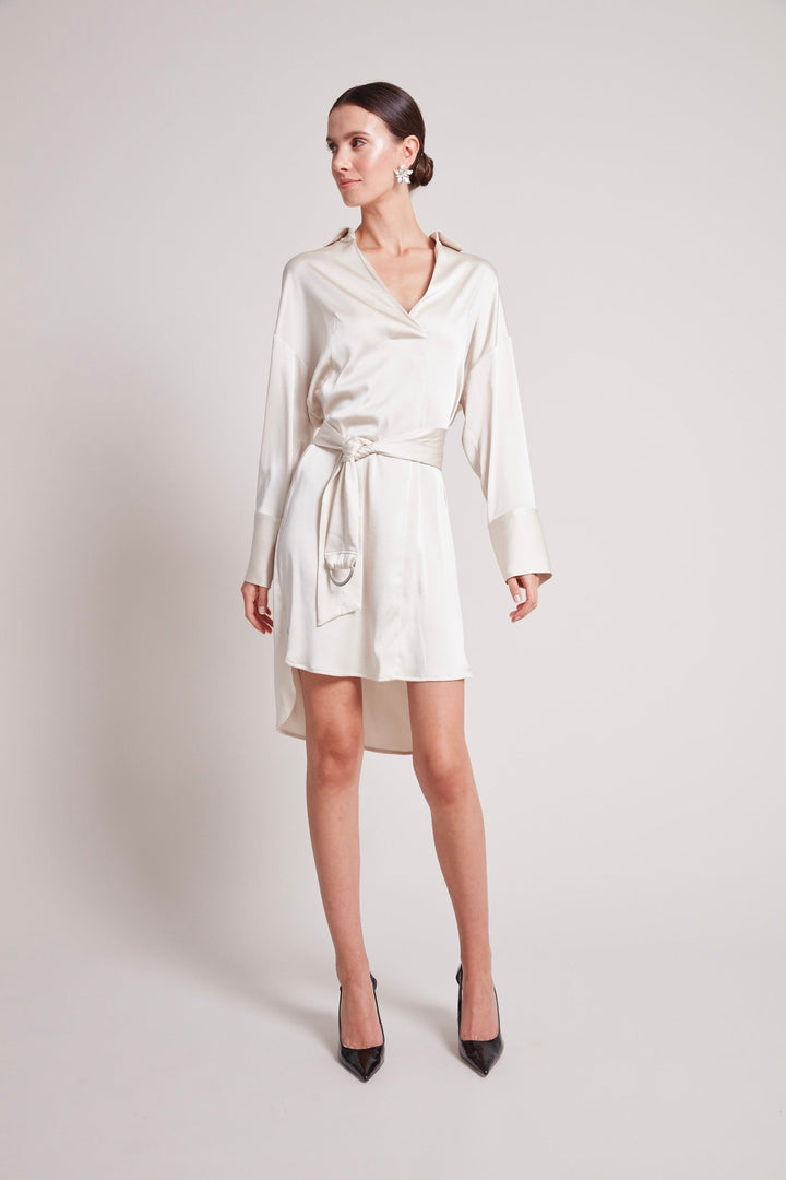 Adroit Atelier Kyoko Pullover Dress in Champagne available at Barbara Katz