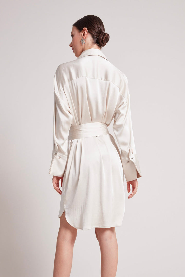 Adroit Atelier Kyoko Pullover Dress in Champagne available at Barbara Katz