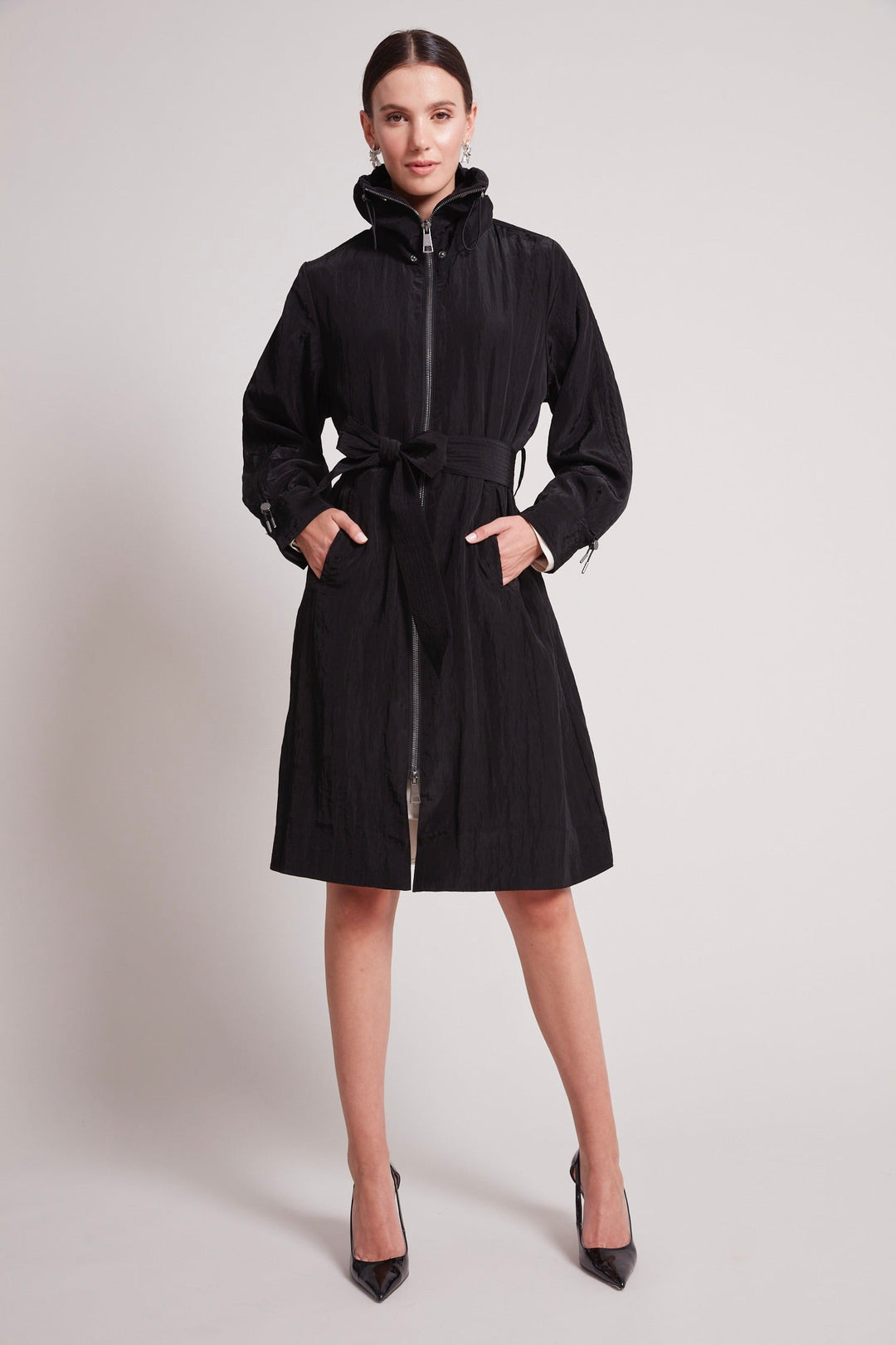 Adroit Atelier Tatiana Long Fluid Coat in Black available at Barbara Katz