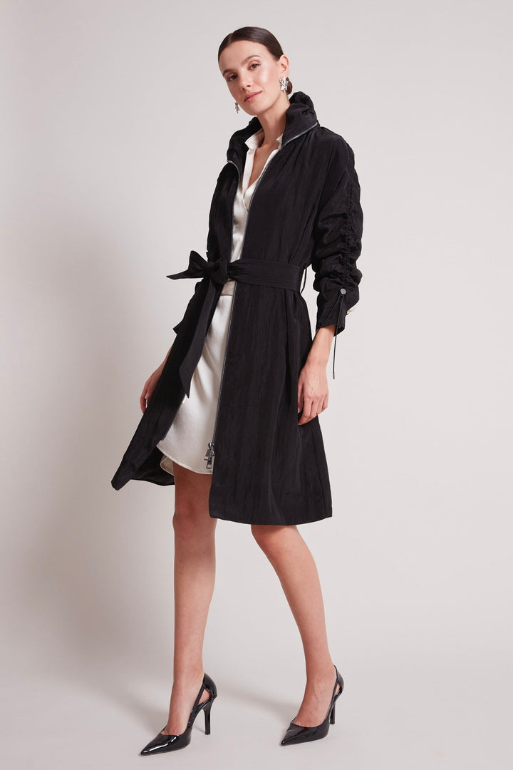 Adroit Atelier Tatiana Long Fluid Coat in Black available at Barbara Katz
