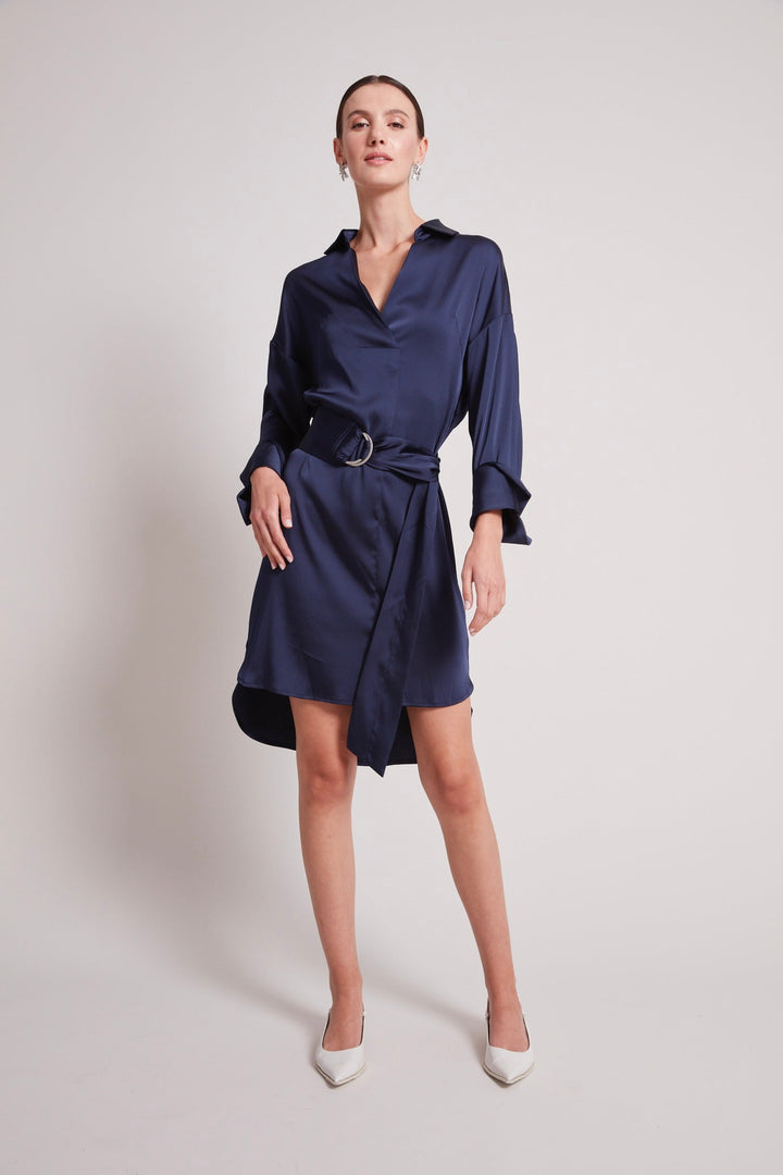 Adroit Atelier Kyoko Pullover Dress in Navy available at Barbara Katz
