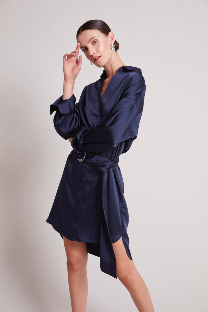 Adroit Atelier Kyoko Pullover Dress in Navy available at Barbara Katz