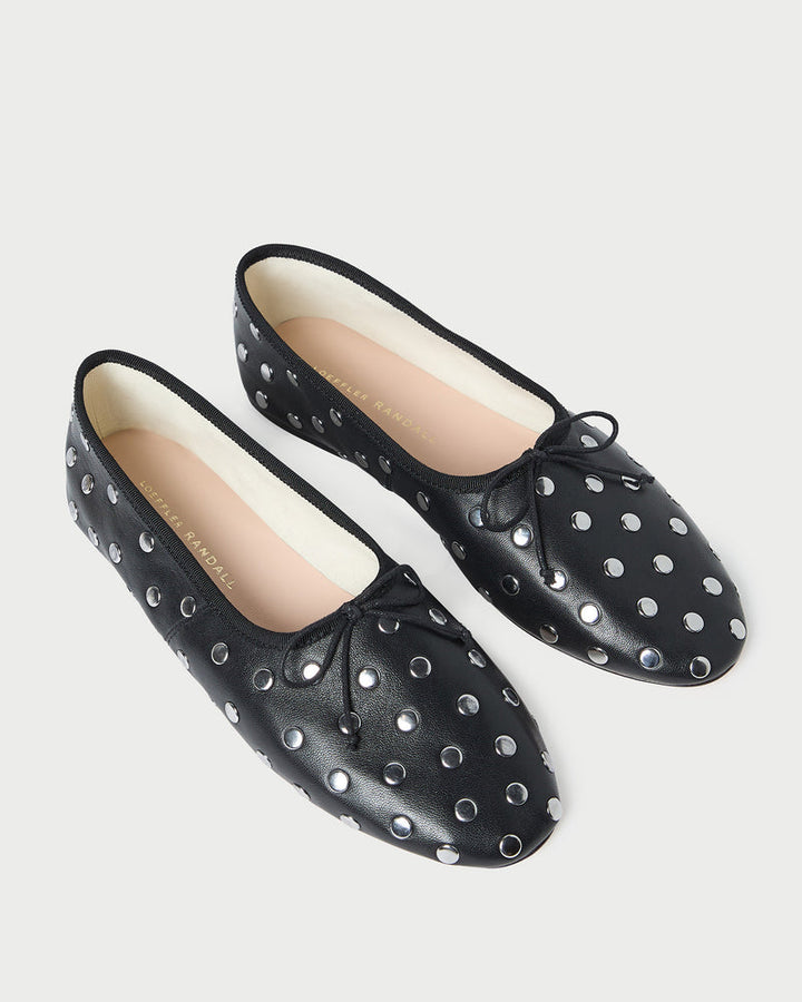 Loeffler Randall Landon 5mm Soft Ballet Flats in Black/Silver available at Barbara Katz