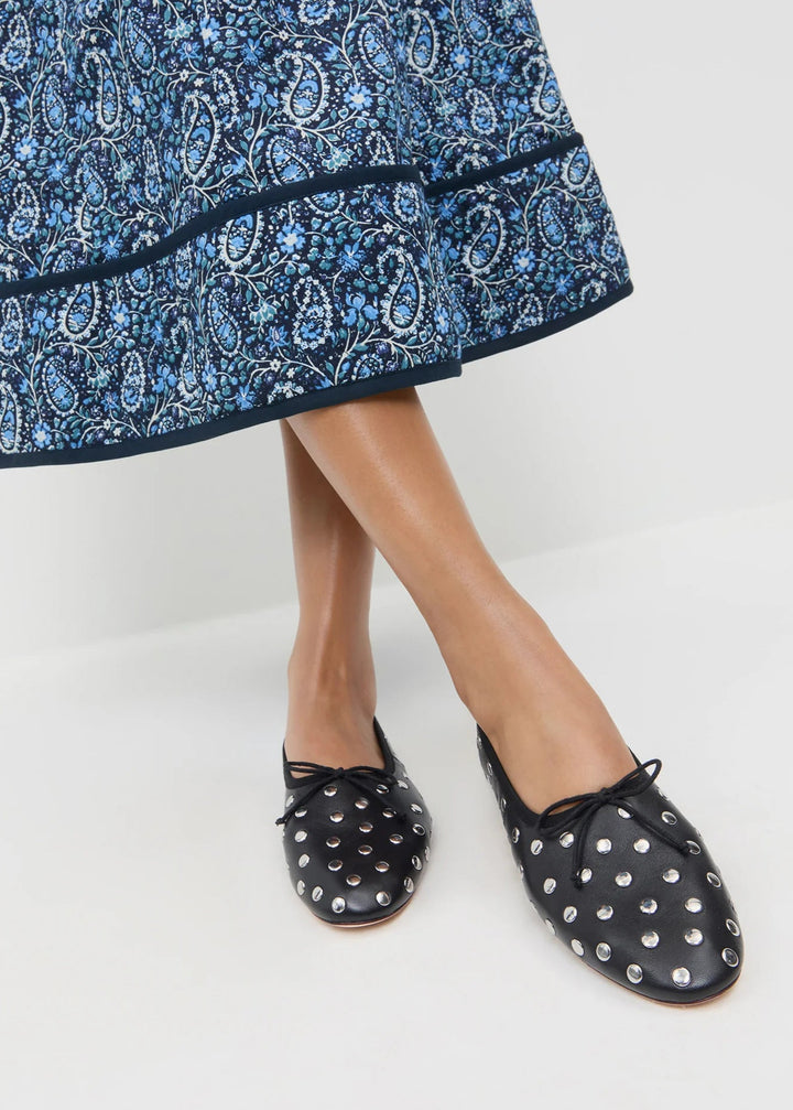 Loeffler Randall Landon 5mm Soft Ballet Flats in Black/Silver available at Barbara Katz