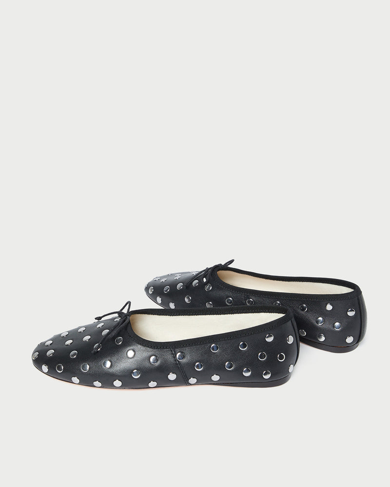 Loeffler Randall Landon 5mm Soft Ballet Flats in Black/Silver available at Barbara Katz