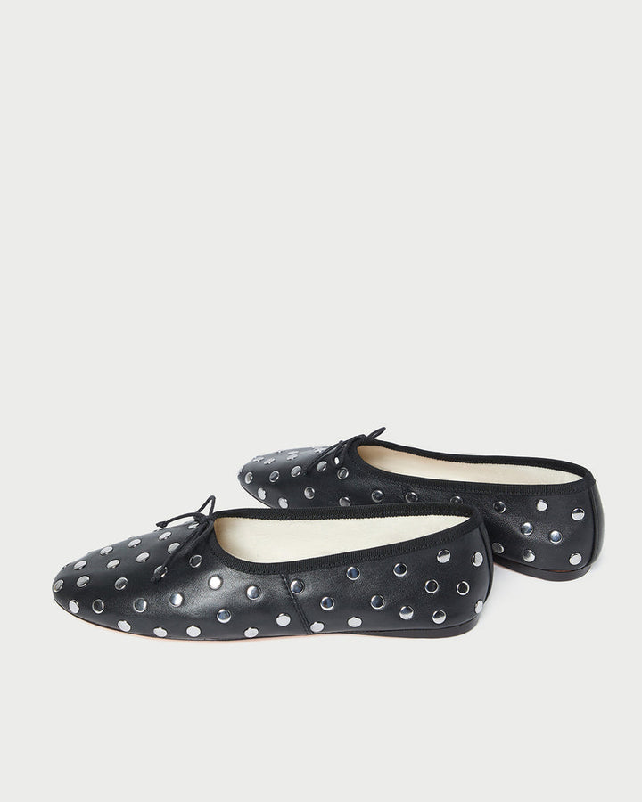 Loeffler Randall Landon 5mm Soft Ballet Flats in Black/Silver available at Barbara Katz