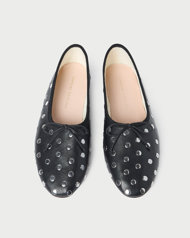 Loeffler Randall Landon 5mm Soft Ballet Flats in Black/Silver available at Barbara Katz