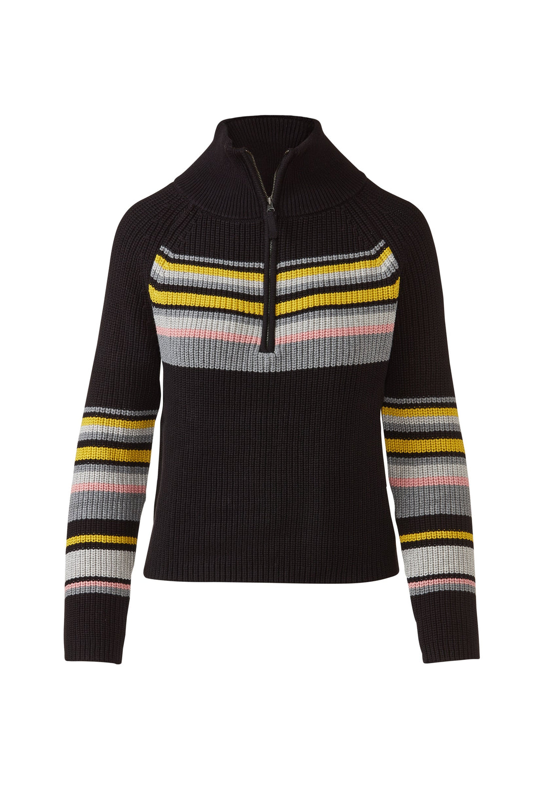 Kinross &amp;Isla Stripe Rib Quarter Zip Mock Sweater available at Barbara Katz