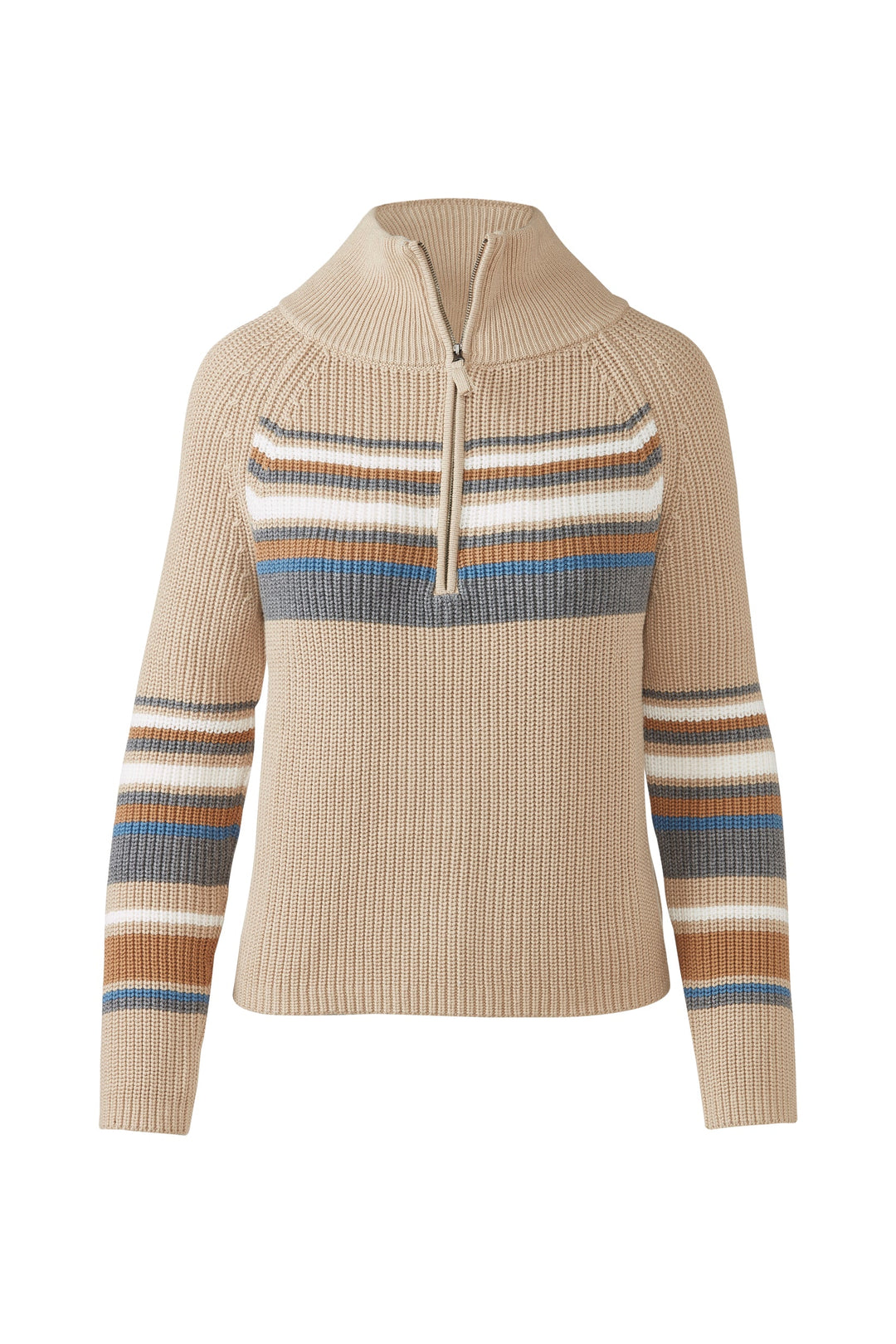 Kinross &amp;Isla Stripe Rib Quarter Zip Mock Sweater available at Barbara Katz
