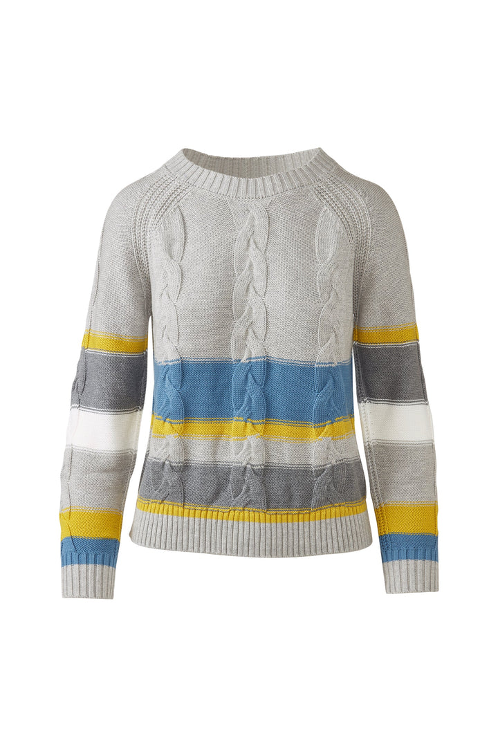 Kinross &amp;Isla Colorplay Stripe Cable Crew Sweater available at Barbara Katz