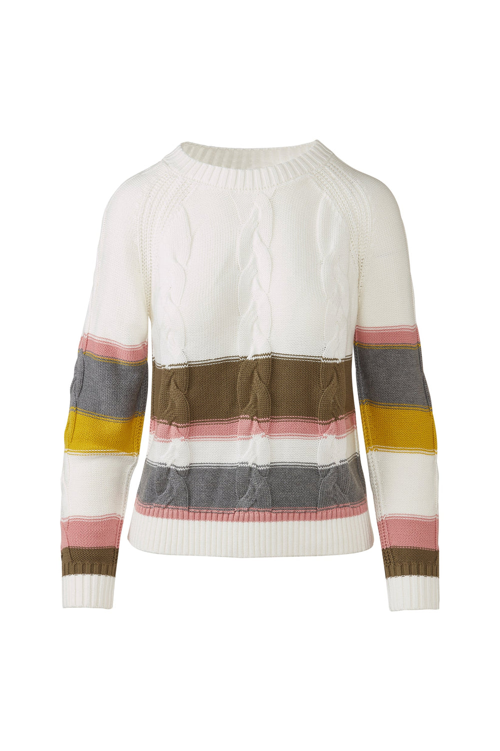 Kinross &Isla Colorplay Stripe Cable Crew Sweater available at Barbara Katz