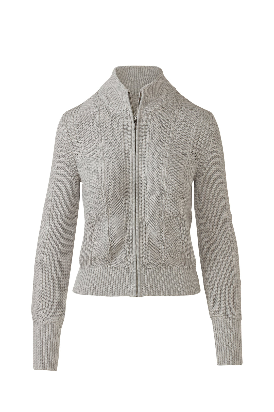 Kinross &amp;Isla Fashioned Rib Zip Mock Cardigan available at Barbara Katz