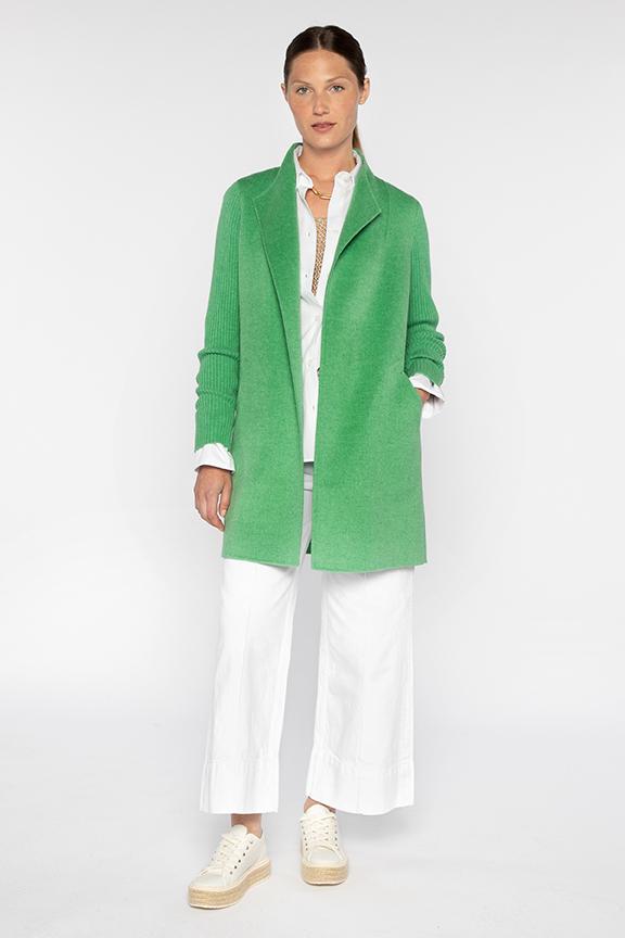 Kinross Rib Sleeve Coat in Jade Green available at Barbara Katz