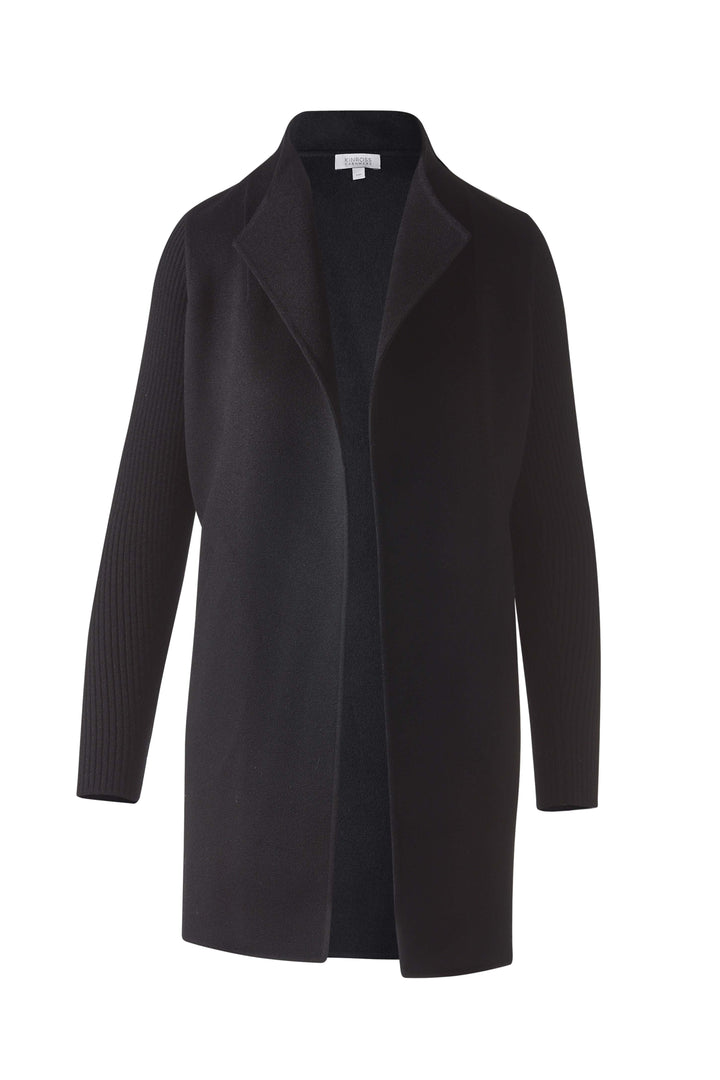 Kinross Rib Sleeve Coat in Black available at Barbara Katz