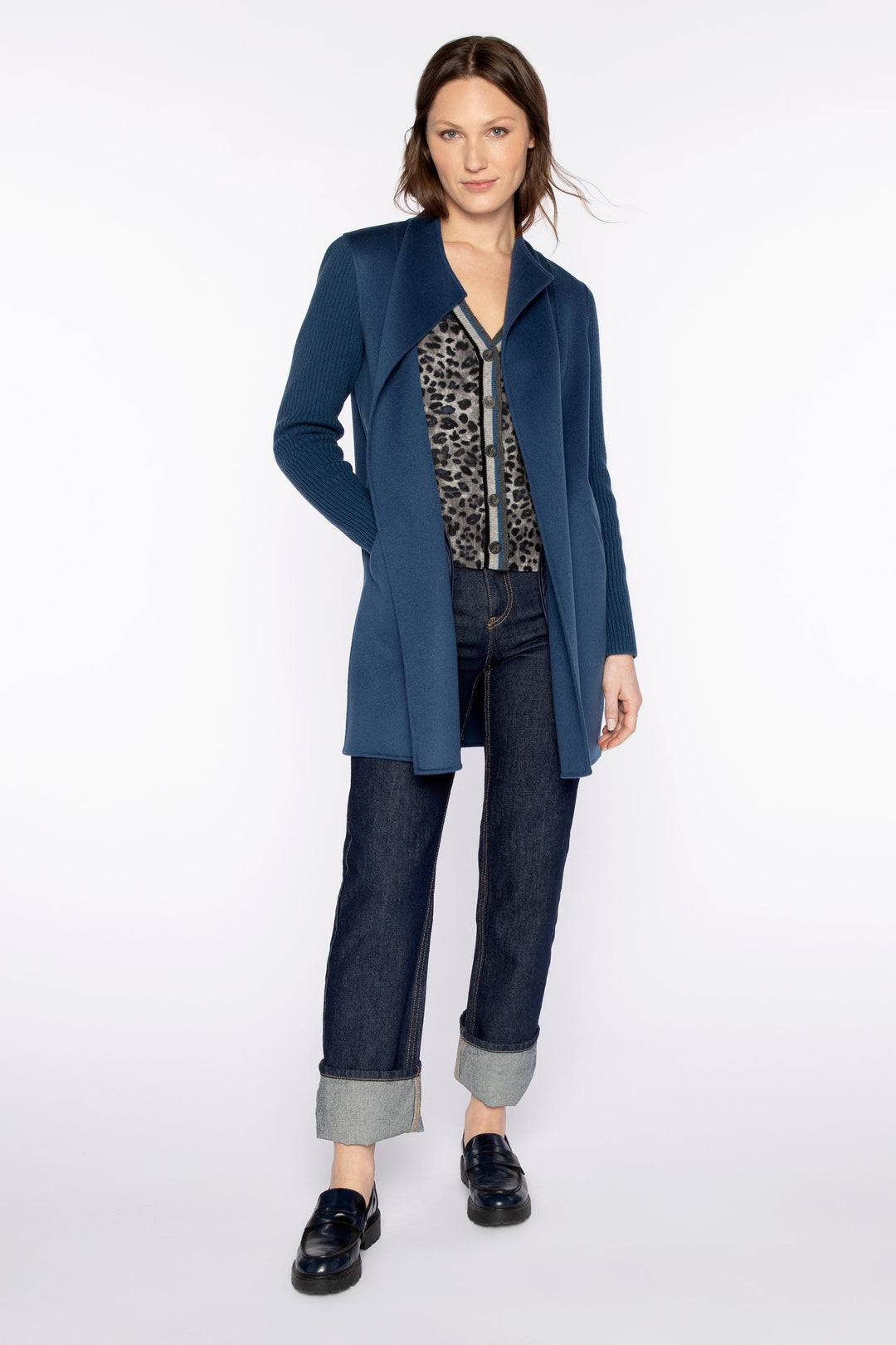 Kinross Rib Sleeve Coat in Saphire available at Barbara Katz