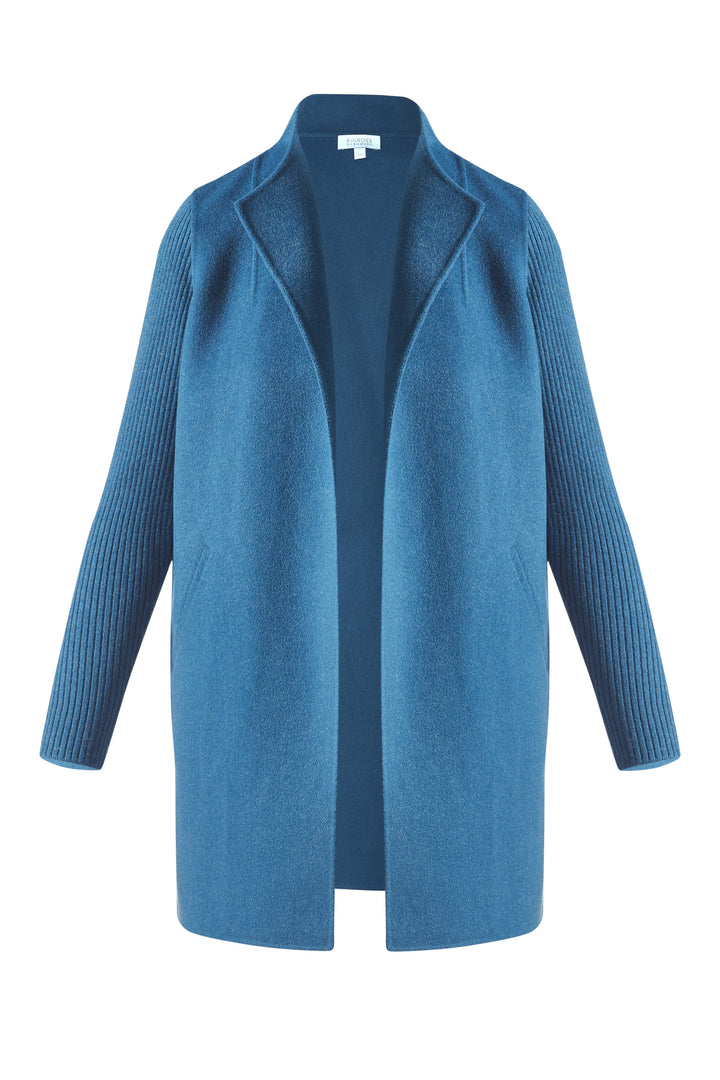 Kinross Rib Sleeve Coat in Ocean available at Barbara Katz