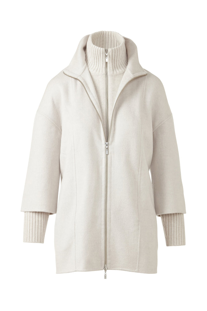 Kinross Knit Insert Zip Mock Coat in Birch available at Barbara Katz