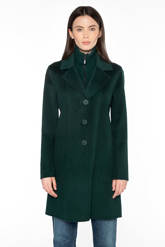 Kinross Knit Insert Notch Collar Coat in Seapine available at Barbara Katz
