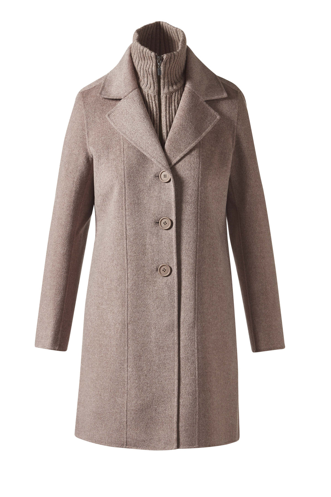 Kinross Knit Insert Notch Collar Coat in Seal available at Barbara Katz
