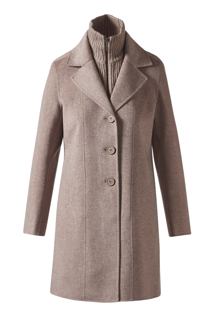 Kinross Knit Insert Notch Collar Coat in Seal available at Barbara Katz