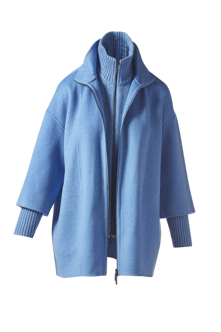 Kinross Knit Insert Zip Mock Coat in Coastal available at Barbara Katz