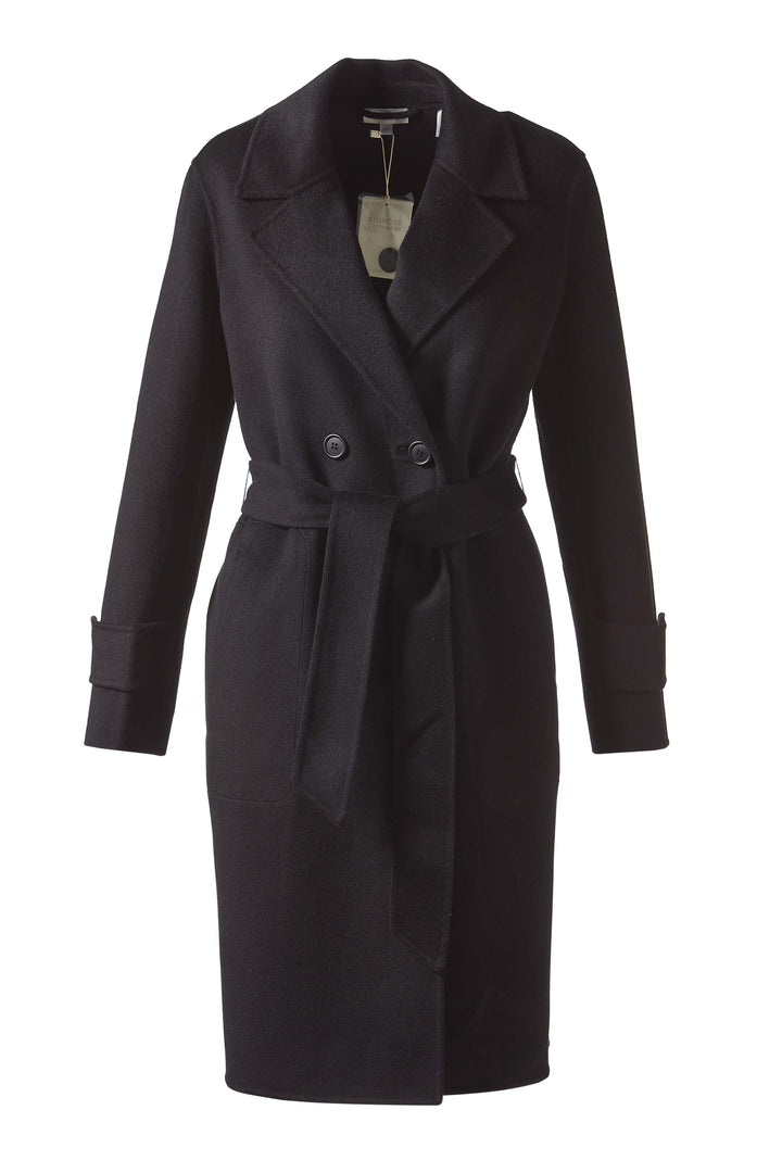 Kinross Notch Collar Belted Coat in Black available at Barbara Katz