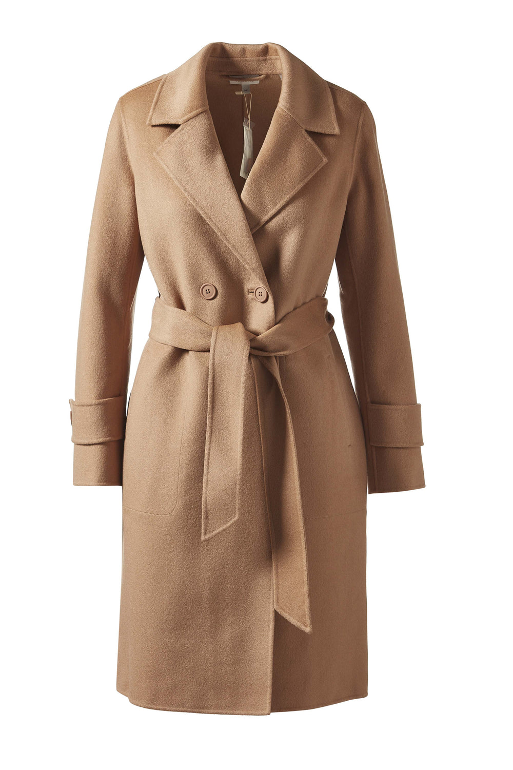 Kinross Notch Collar Belted Coat in Camel available at Barbara Katz