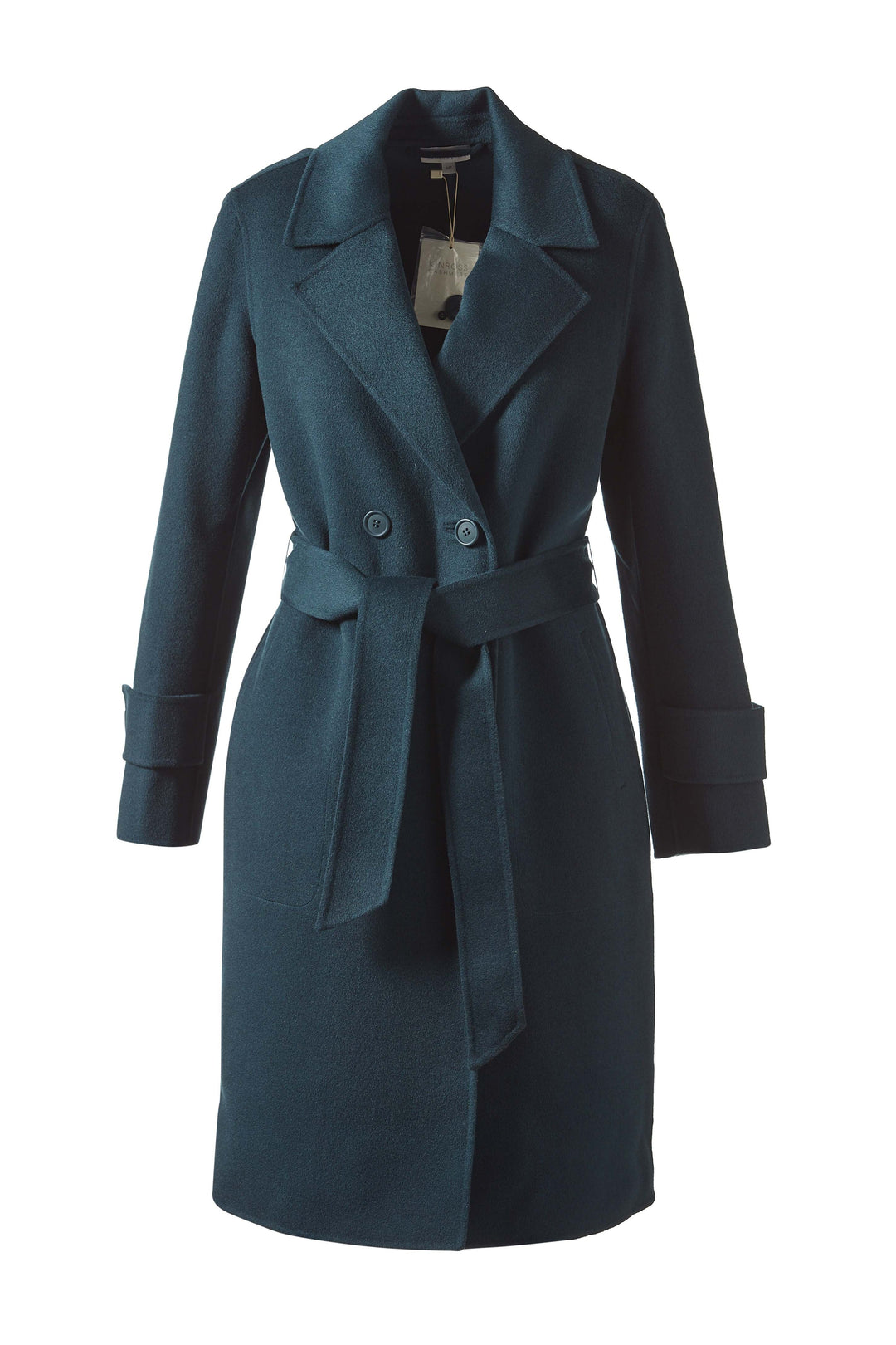 Kinross Notch Collar Belted Coat in Seapine available at Barbara Katz
