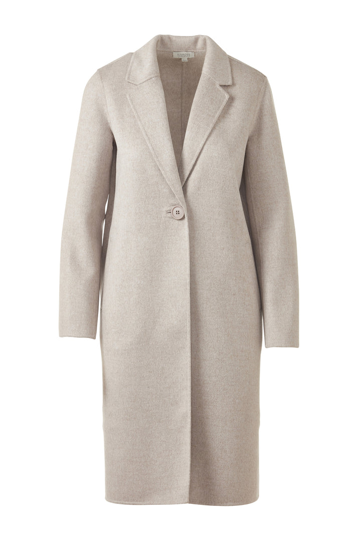 Kinross Long Notch Collar Coat in Taupe available at Barbara Katz