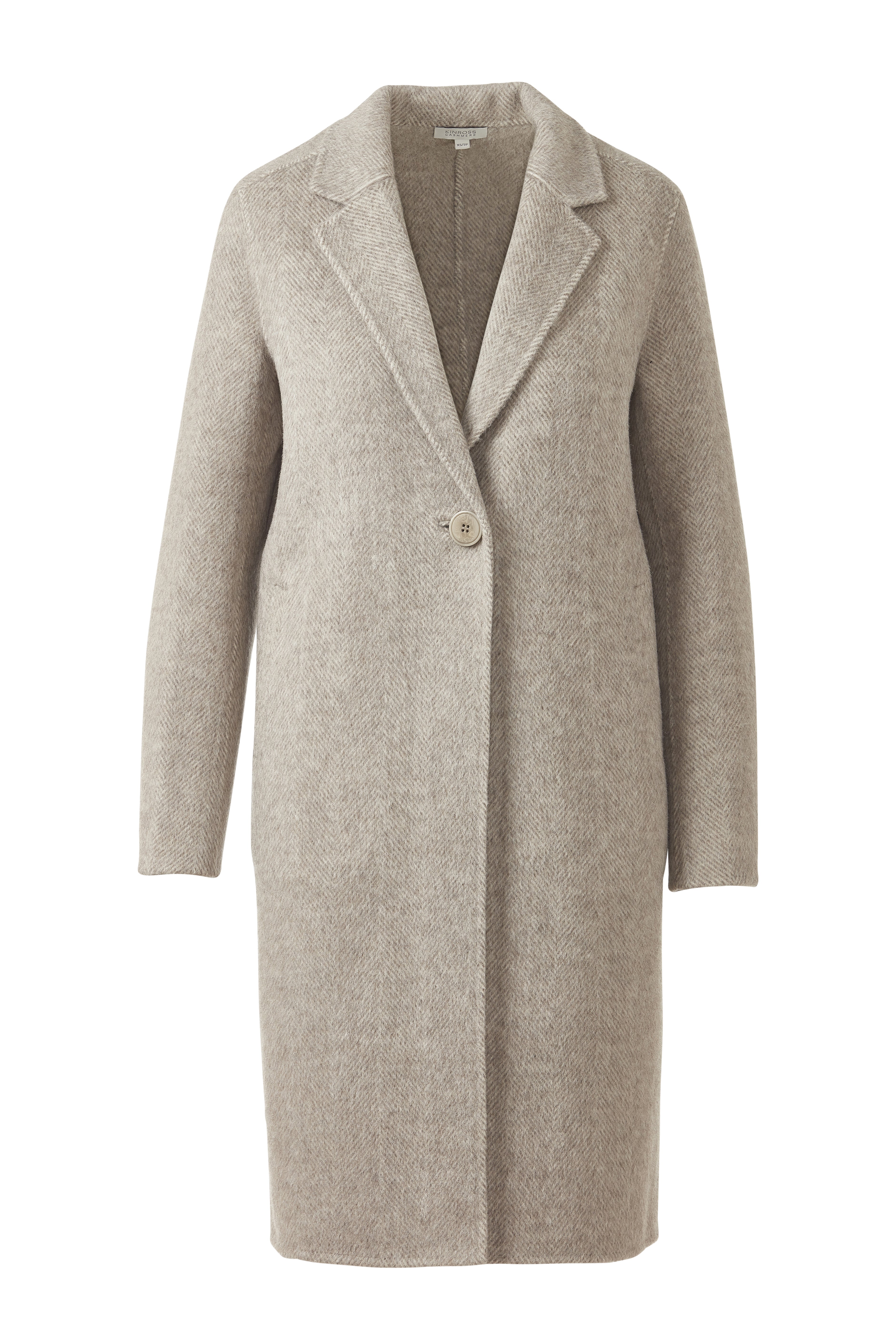 Kinross Brushed Herringbone Notch Collar Coat