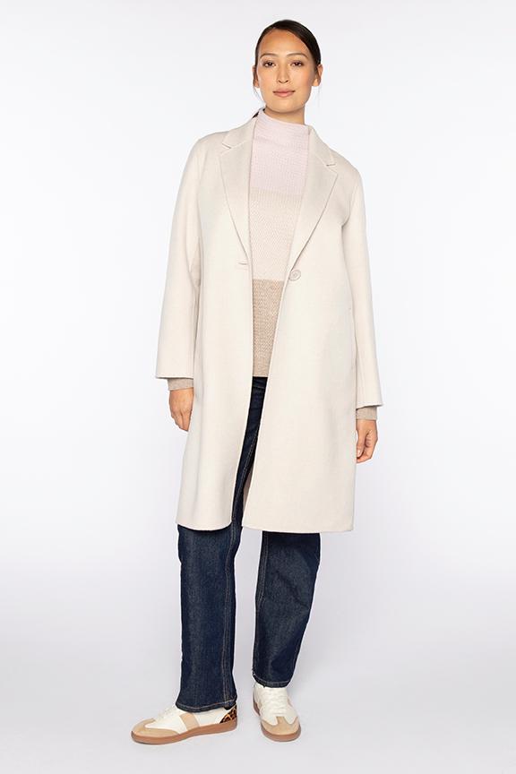 Kinross Long Notch Collar Coat in Birch available at Barbara Katz
