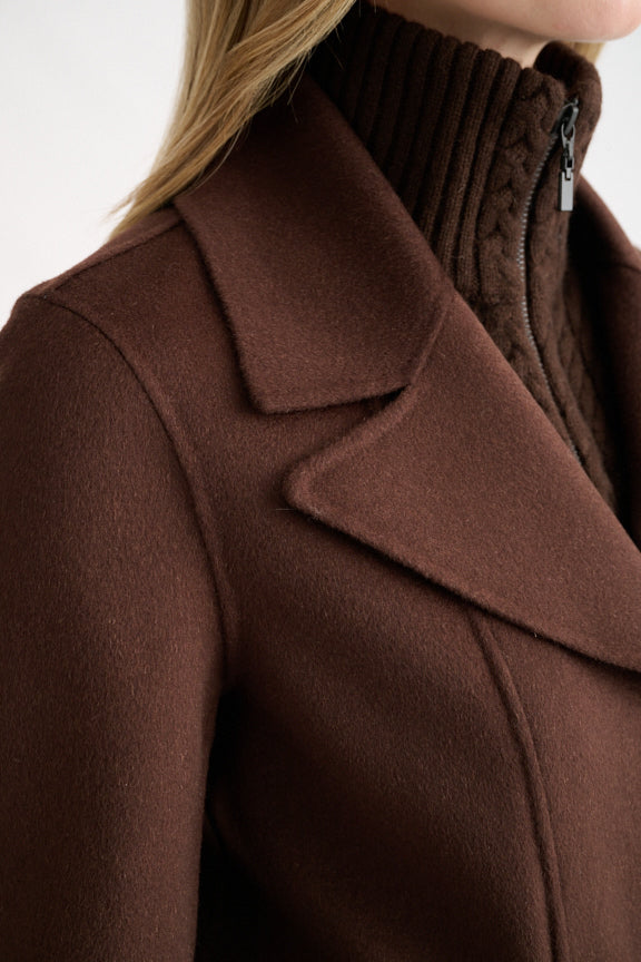 Kinross Knit Insert Notch Collar Coat available at Barbara Katz