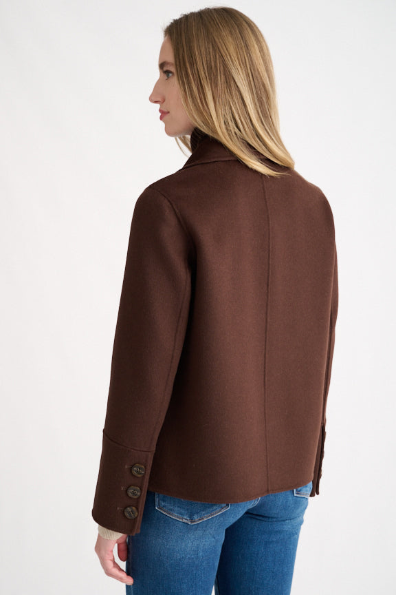 Kinross Knit Insert Notch Collar Coat available at Barbara Katz